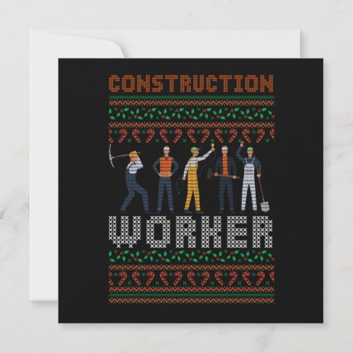 Construction Worker Ugly Christmas Sweater Gift Invitation