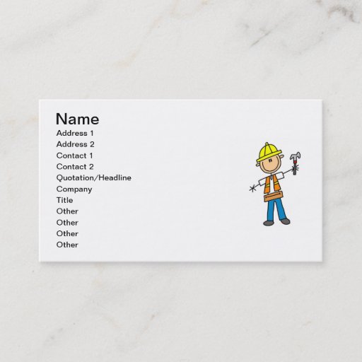 Customizable Construction Worker with Hammer Business Card