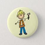 Construction Worker With Hammer Button at Zazzle