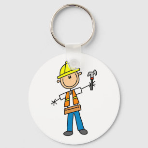 Construction Worker with Hammer Keychain