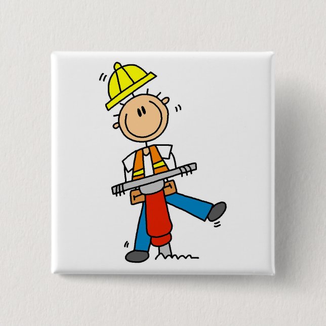 Construction Worker with Jack Hammer Button (Front)