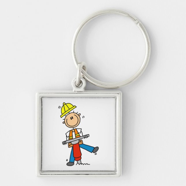 Construction  Worker With Jack Hammer Gifts Keychain (Front)