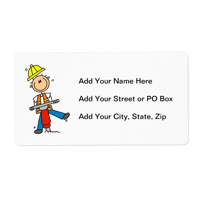 Construction  Worker With Jack Hammer Gifts Label (Front)