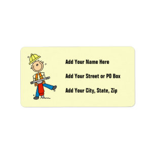 Construction  Worker With Jack Hammer Gifts Label