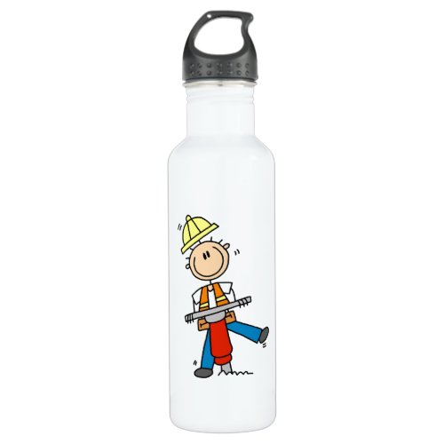 Construction  Worker With Jack Hammer Water Bottle