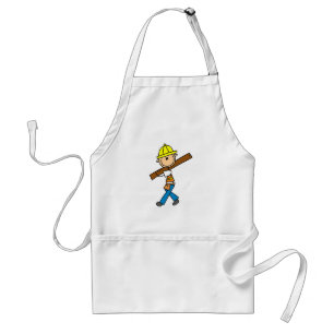 Construction Worker with Lumber Adult Apron