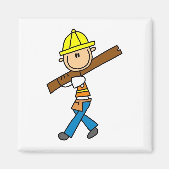Construction Worker with Lumber Magnet (Front)