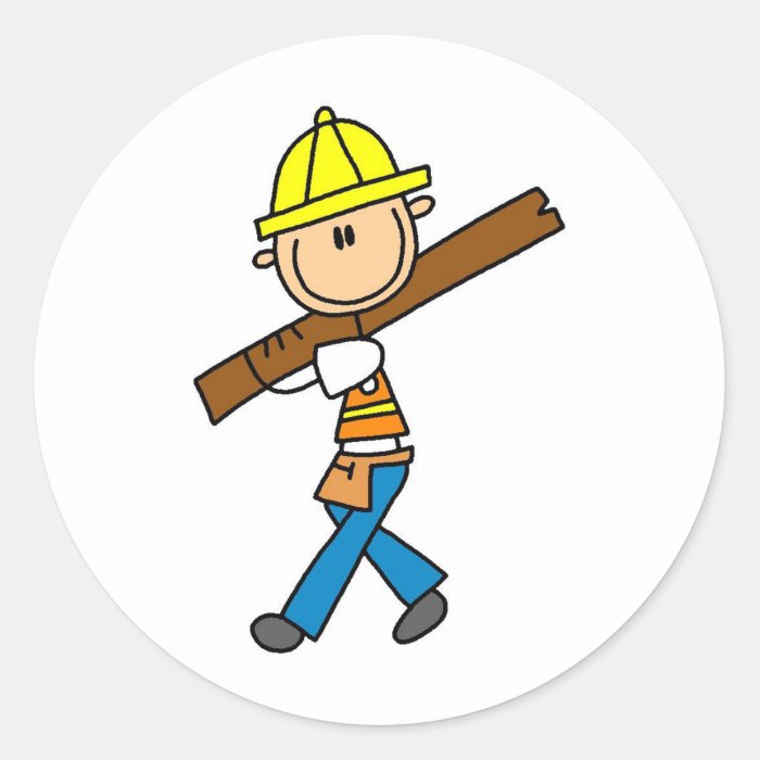 Construction Worker with Lumber Stickers