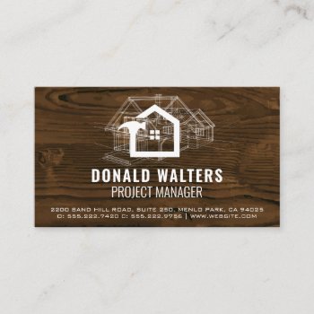 Construction Worker | Wood Blueprints  Business Card by lovely_businesscards at Zazzle