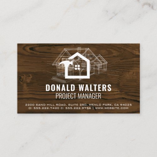 Construction Worker  Wood Blueprints  Business Card