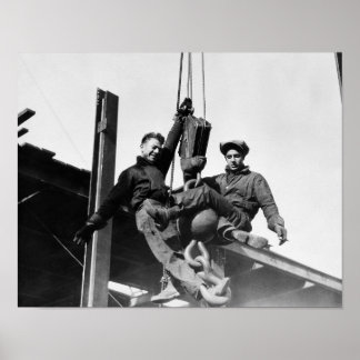 Construction Workers Building Skyscraper Poster