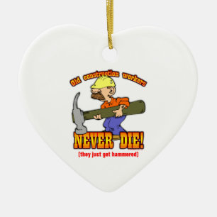 Construction Workers Ceramic Ornament