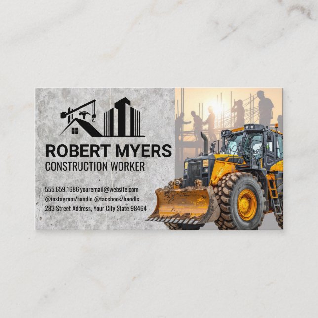 Construction Workers | Heavy Duty Machinery  Appointment Card (Front)