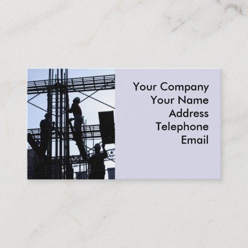 Customizable Construction Workers on Scaffolding Business Card Template