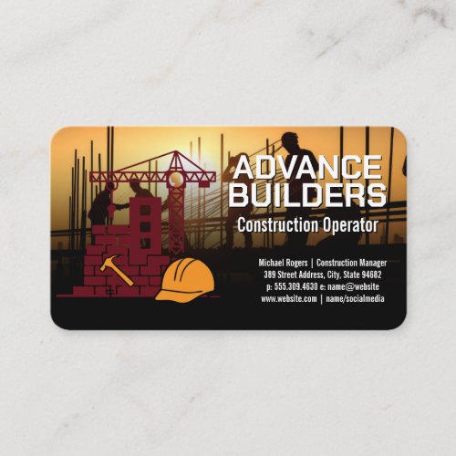 Construction | Workers on Site | Blue Collar Business Card
