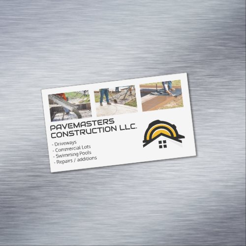 Construction Workers Paving Cement Business Card Magnet