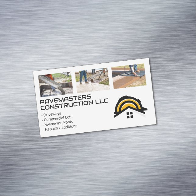 Construction Workers Paving Cement Business Card Magnet (In Situ)