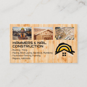 Construction Workers Roofer Builder Business Card