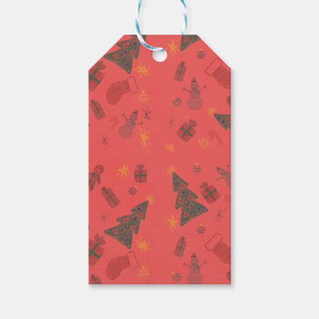 Construction wrapping paper gift tags (Front)