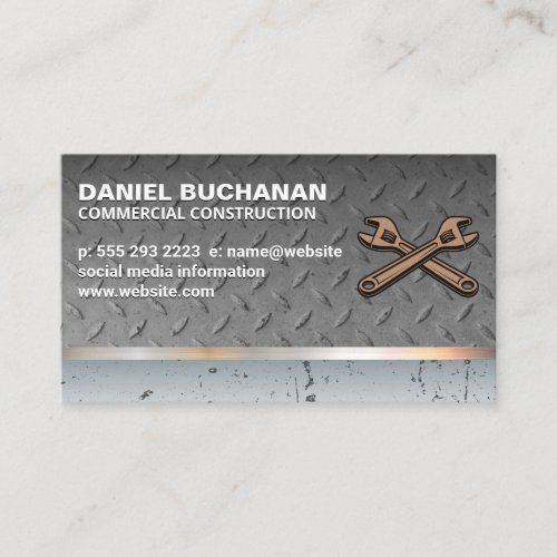 Construction  Wrenches  Steel Metal Pattern Business Card