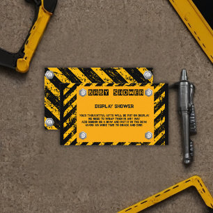 Construction Yellow & Black Baby Shower Enclosure Card