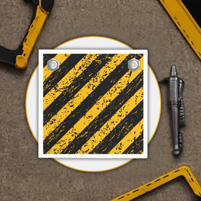 Construction Yellow & Black Baby Shower Napkins (Creator Uploaded)
