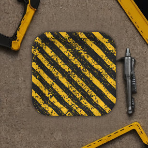 Construction Yellow & Black Baby Shower Paper Plates