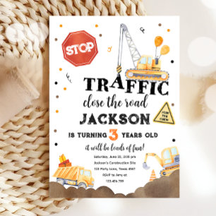 Construction Yellow Dump Truck Boy Birthday Invita Invitation