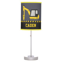 Construction Yellow Excavator Breaker Kids Room Table Lamp