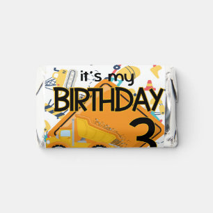 Construction yellow trucks car 3rd birthday  hershey's miniatures