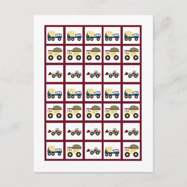 Construction Zone Baby Shower Bingo Card Markers (Front)