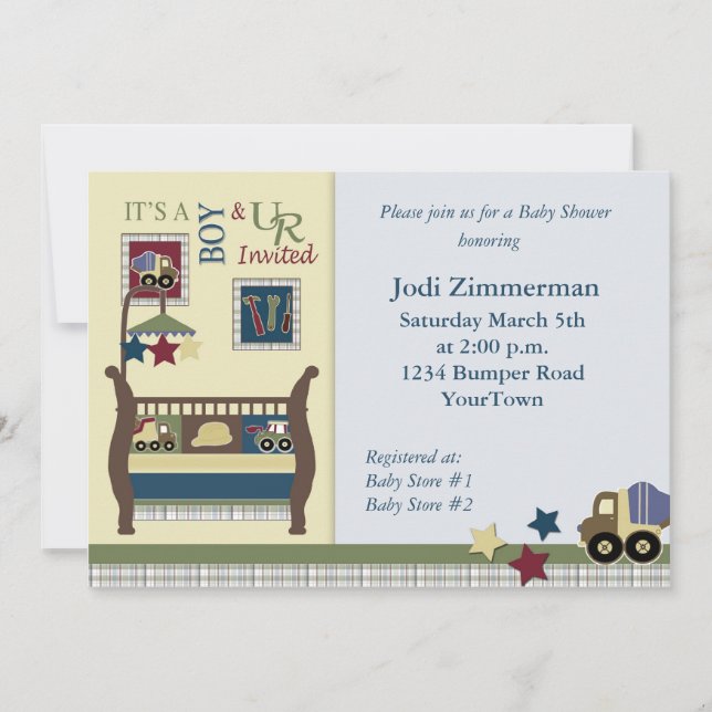 Construction Zone Baby Shower Invitation (Front)