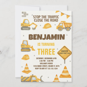 Construction Zone Birthday Invitation