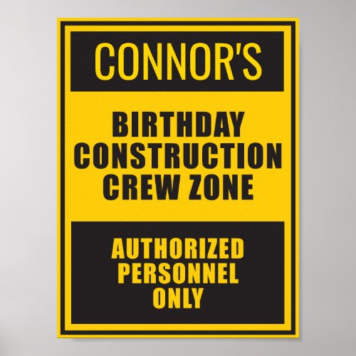 Construction Zone Birthday Poster Sign