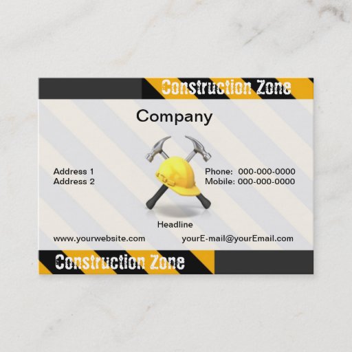 Customizable Construction Zone Business Card
