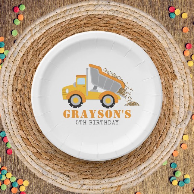 Construction Zone Dump Truck Kids Birthday Paper Plates (Construction Zone Dump Truck Kids Birthday Paper Plates)