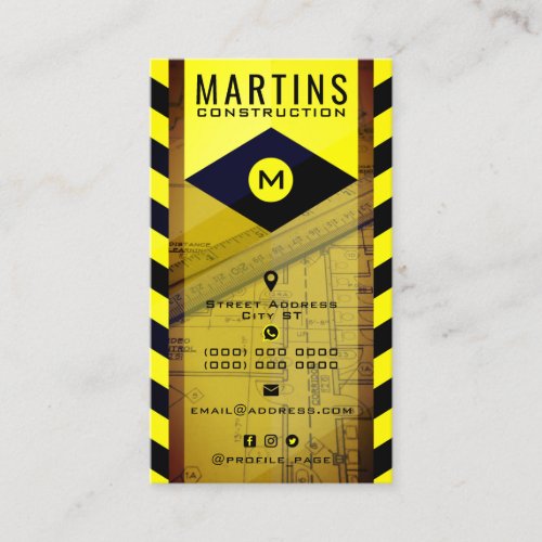 Construction zone inspired  business card