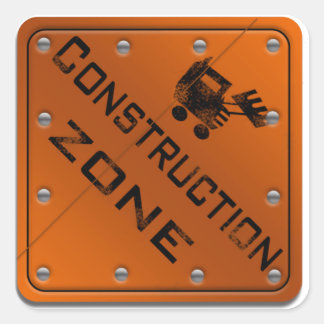 Construction Zone Square Sticker