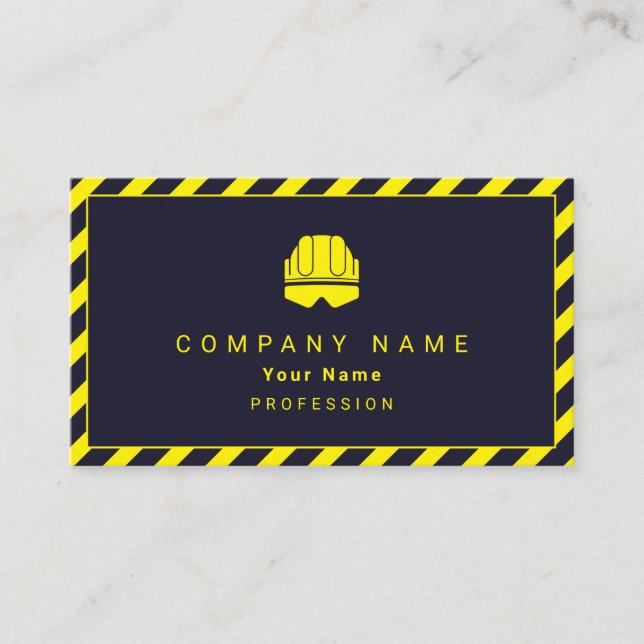 Construction zone tape frame and logo business card (Front)
