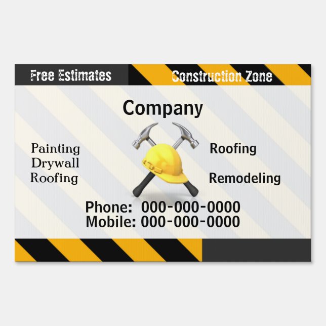 Construction Zone Yard Sign (Front)