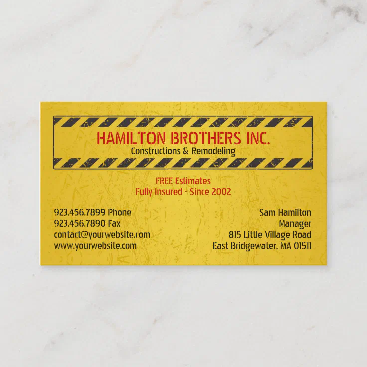 Constructions Business Card Zazzle