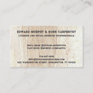 Constructions Carpentry Business Card
