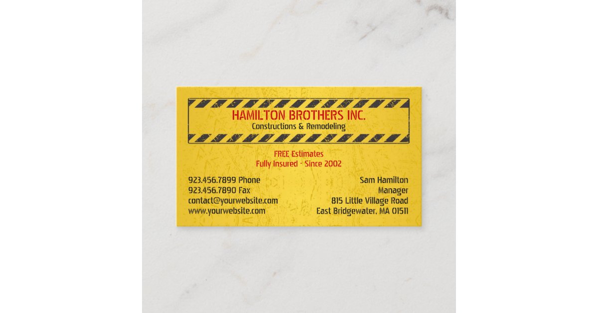 Constructions Handyman Business Card Zazzle