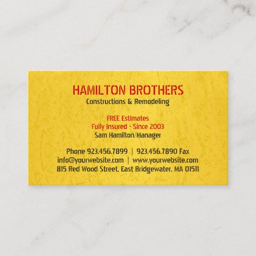 Constructions Handyman Business Card