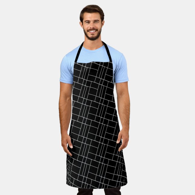 Constructivist Pattern Abstract Geometric Black Apron (Worn)