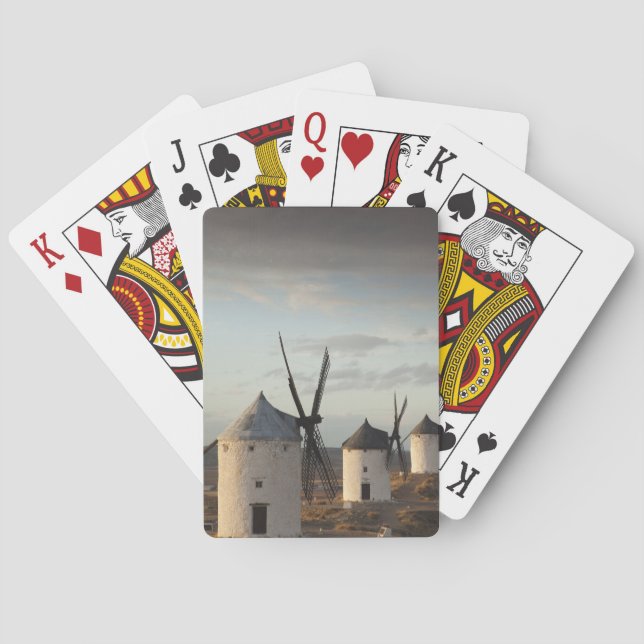 Consuegra, antique La Mancha windmills Poker Cards (Back)