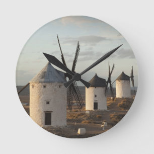 Consuegra, antique La Mancha windmills Round Clock