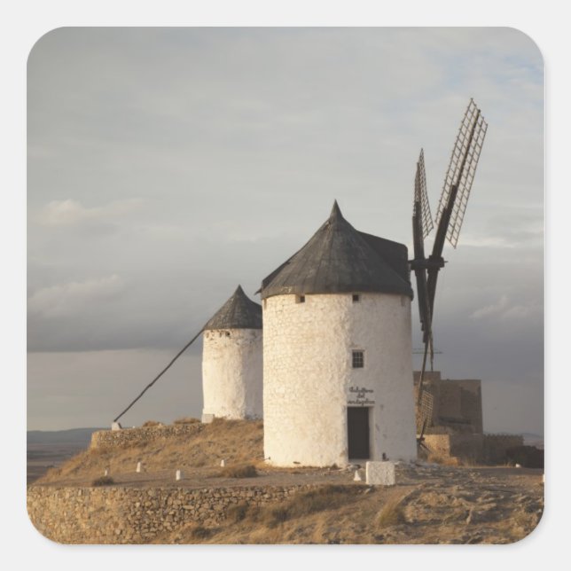 Consuegra, antique La Mancha windmills Square Sticker (Front)