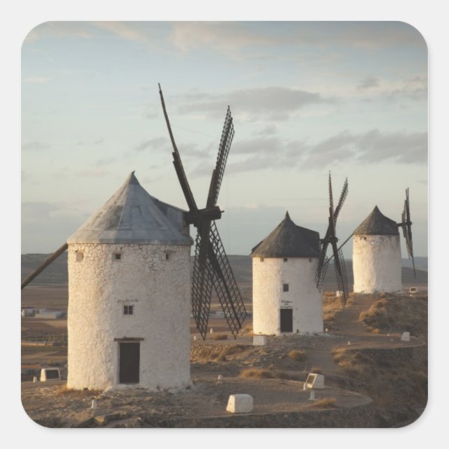 Consuegra, antique La Mancha windmills Square Sticker (Front)