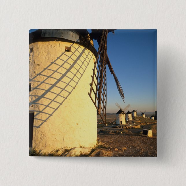 Consuegra, La Mancha, Spain, windmills and Pinback Button (Front)